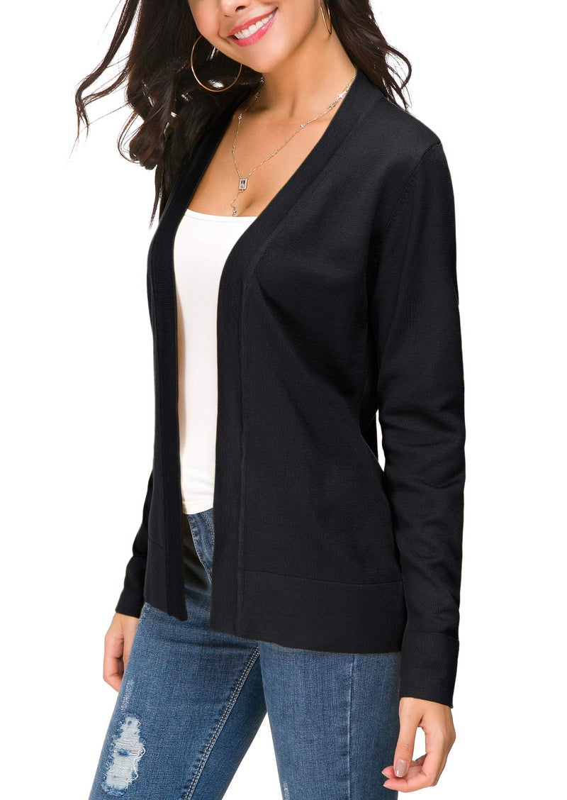 EXCHIC Women's Long Sleeve Open Front Cardigan Sweater Lightweight Casual Knit Sweaters (Black, X-Large) - Image 5